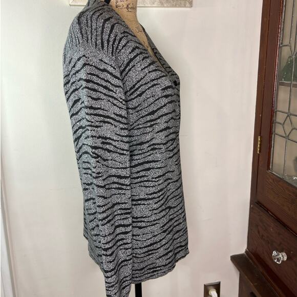 Vintage Liz Claiborne Zebra Print Cotton Cardigan Tank Set M 80s/90s Edgy Boho - Picture 10 of 17